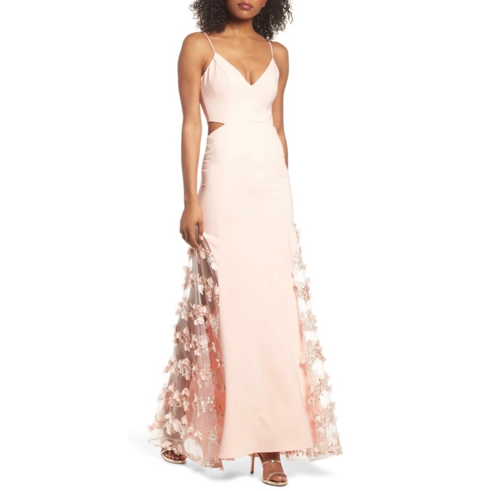 NEW Maria Bianca Nero Alex V-Neck Sheer Panel Gown, Size 6